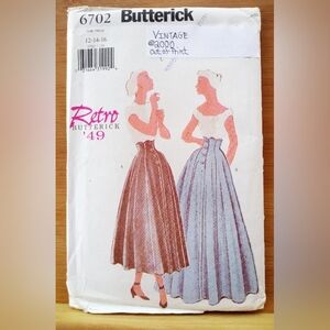 Vintage Butterick #6702 Retro49 Misses Flared Skirt Size 12-14-16 Sewing Pattern